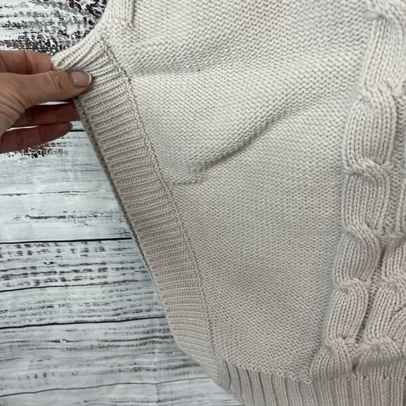 Vertigo Pea Coat Sweater Vest size Large Tan Stone Cable Knit Nautical Casual - Picture 7 of 11